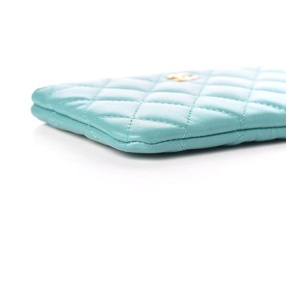 Chanel Lambskin Quilted Small Cosmetic Case Turquoise 5 of 9