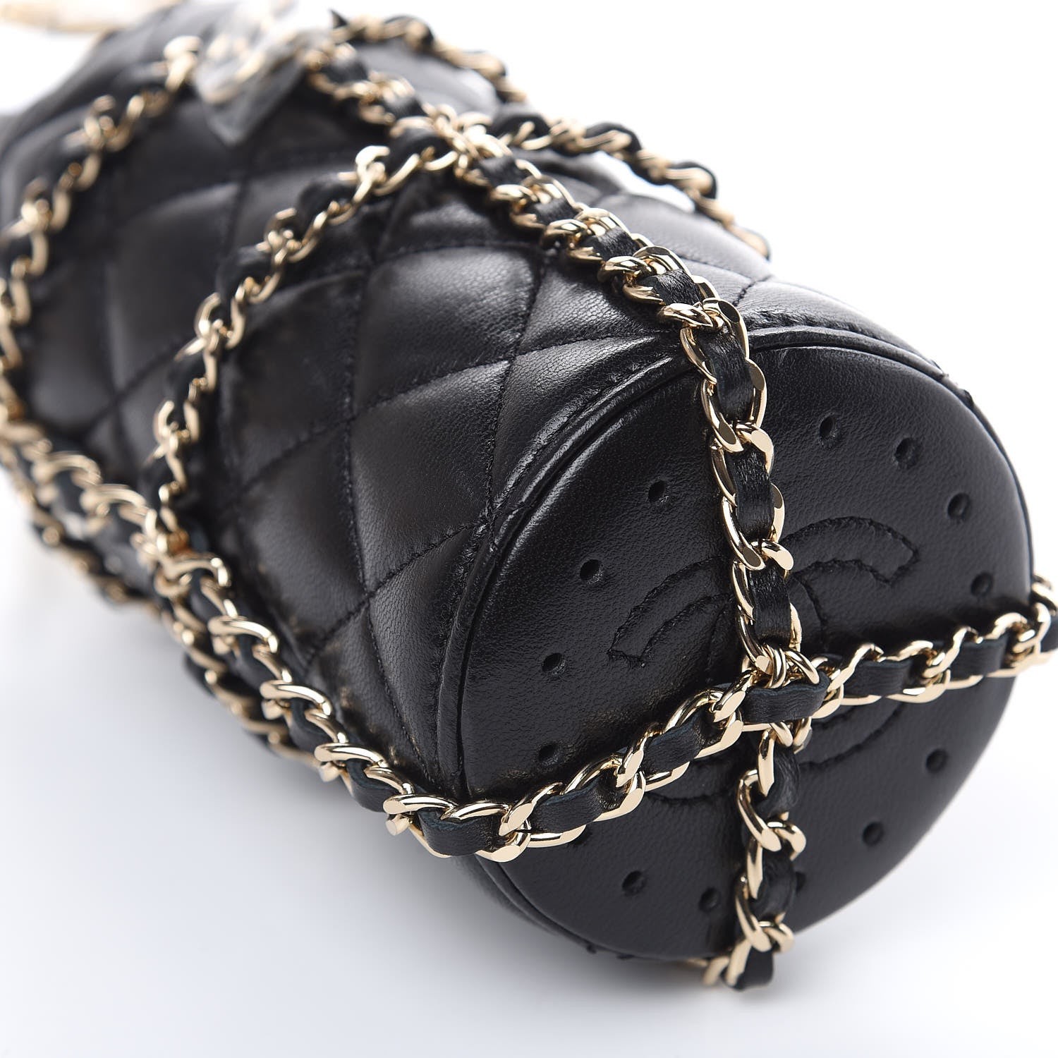 Chanel Lambskin Quilted CC To Drink Water Bottle Black Gold 5 of 6