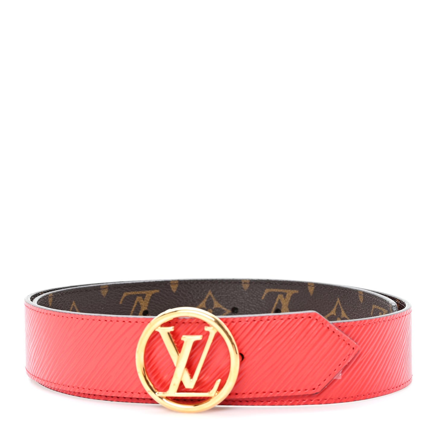 Monogram Epi 35mm LV Circle Reversible Belt 80 32 Coquelicot