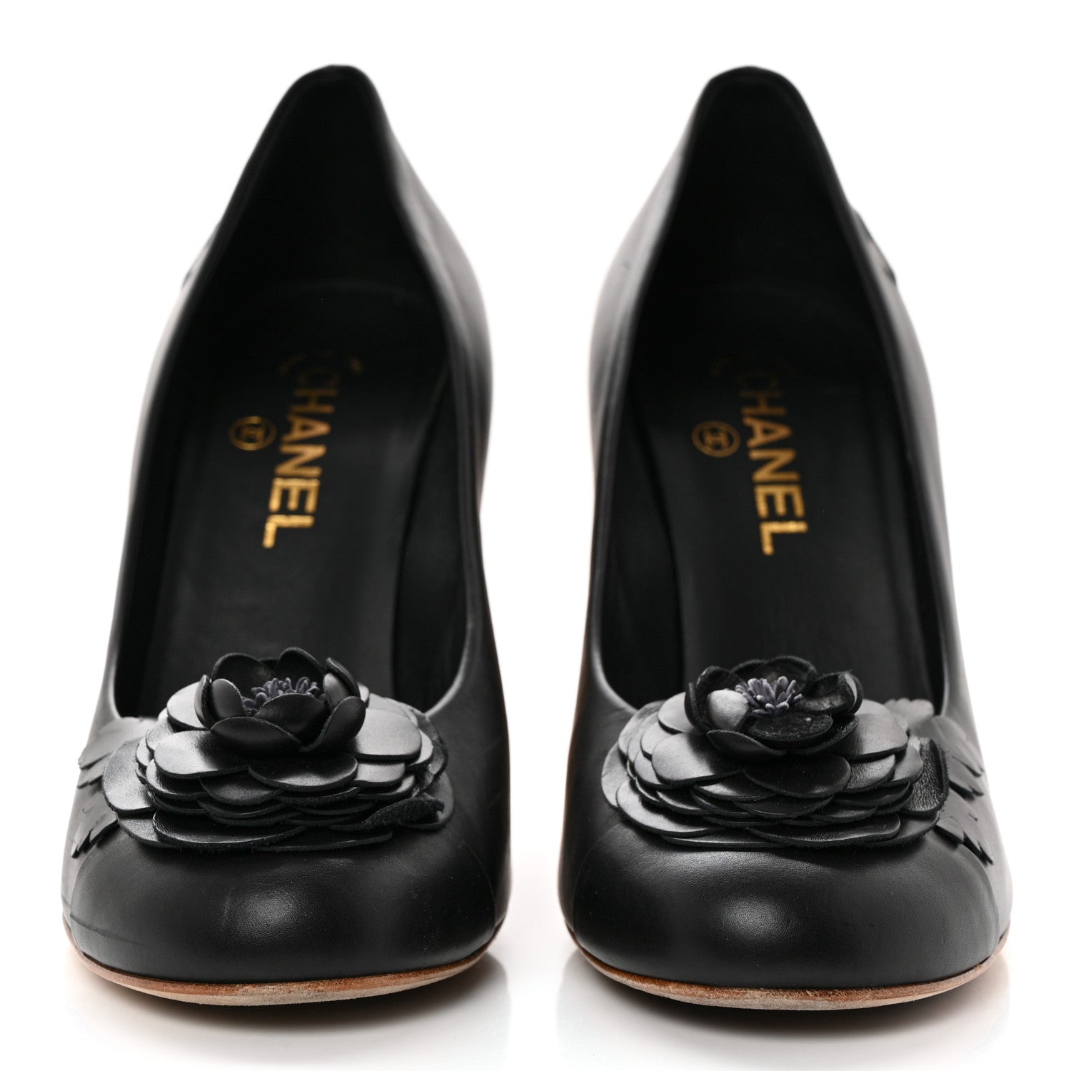 Chanel Calfskin Camellia High Pumps 40.5 Black Gold 2 of 13