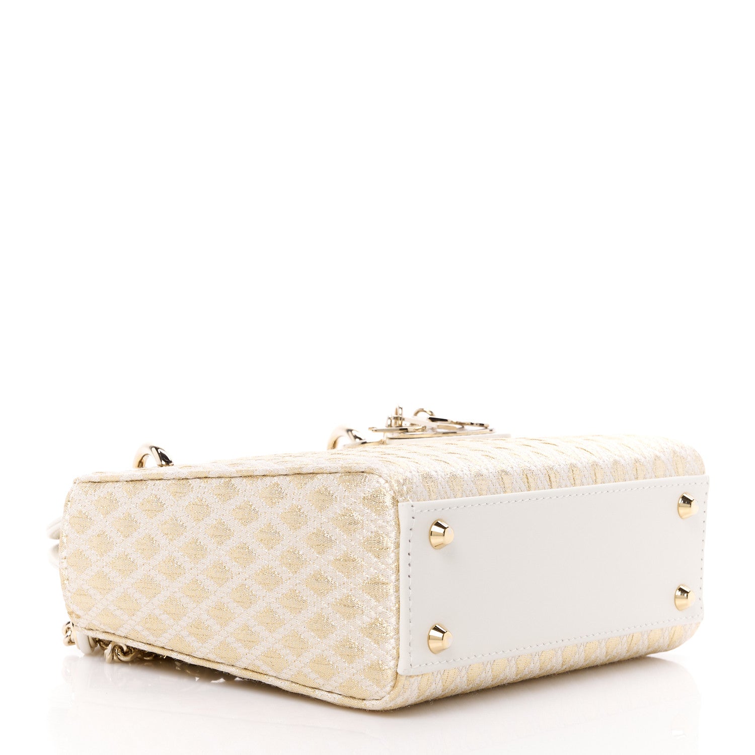 Christian Dior Metallic Jacquard Diamond Quilted Mini Lady Dior Gold 4 of 13