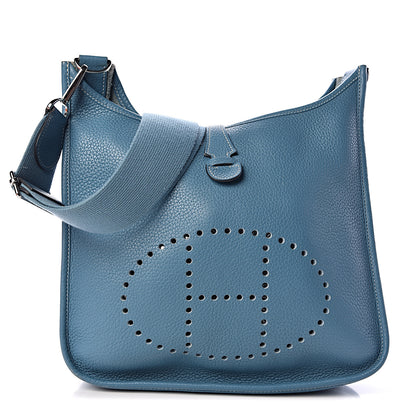 Hermes Taurillon Clemence Evelyne III PM Blue Jean 1 of 11