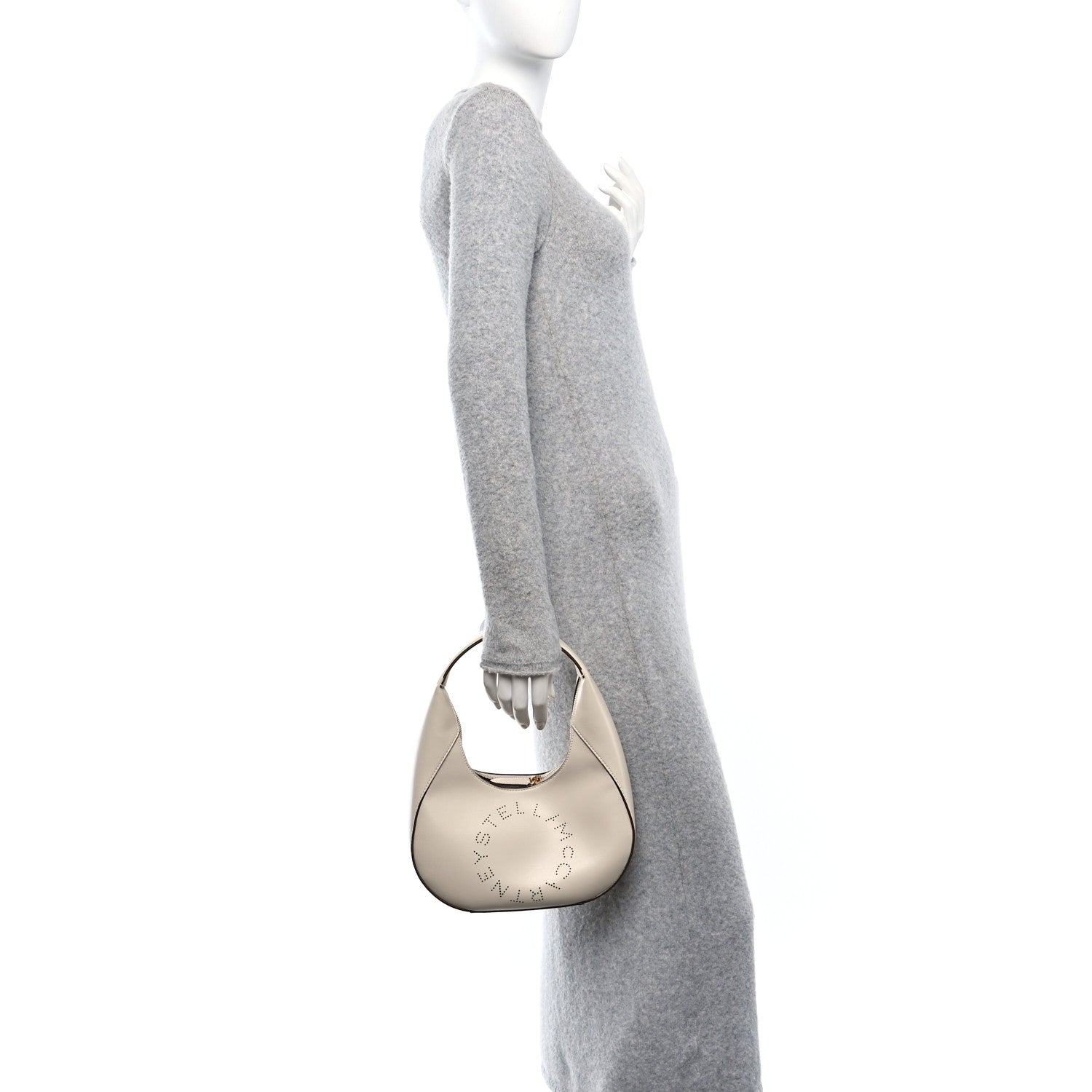 Stella McCartney Eco Alter Nappa Perforated Logo Small Hobo White 2 of 10