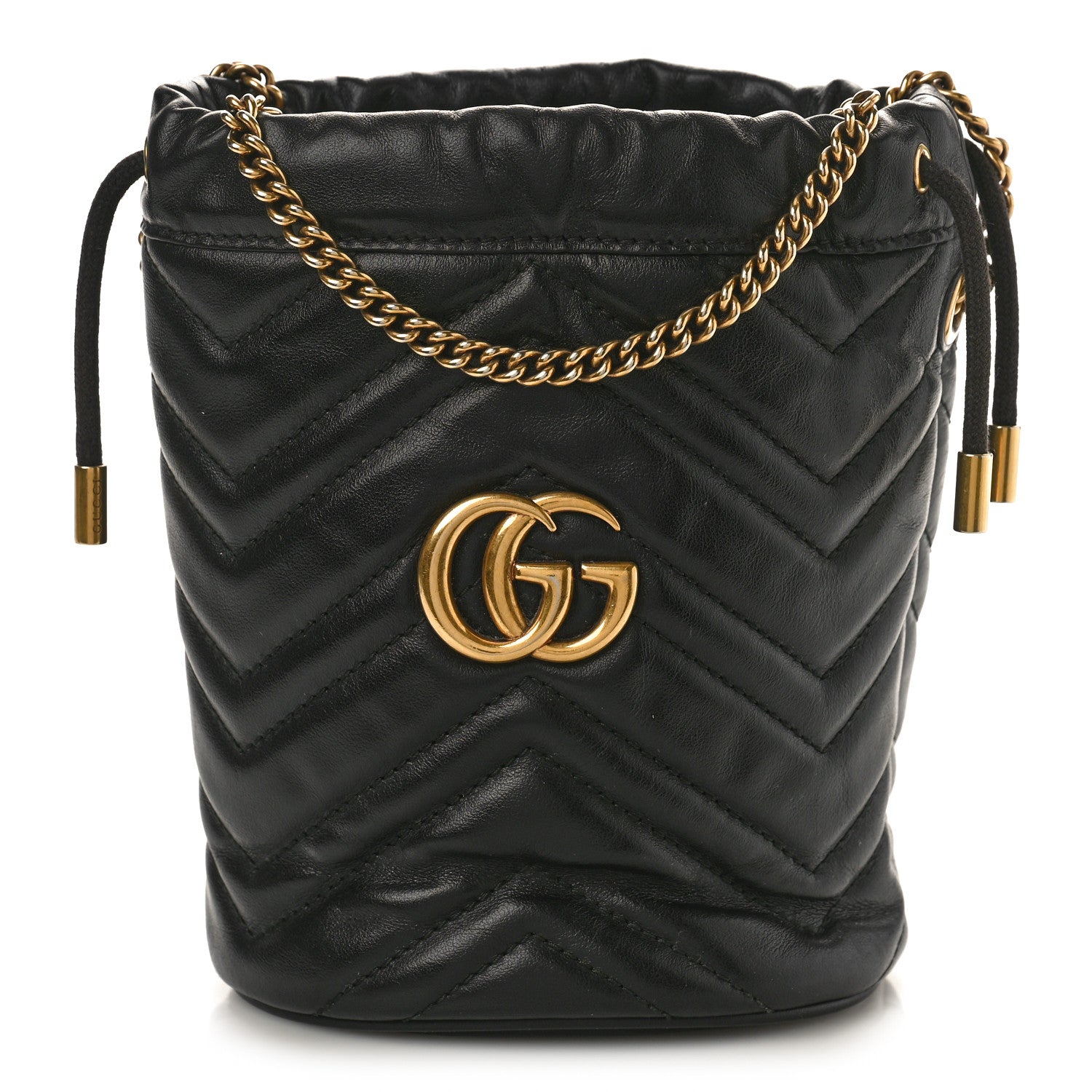 Gucci Calfskin Matelasse Mini GG Marmont 2.0 Bucket Bag Black 1 of 9