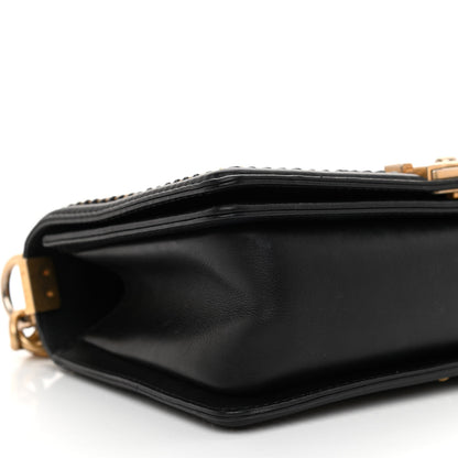 Chanel Calfskin Quilted Medium Boy Top Handle Flap Black 9 of 12