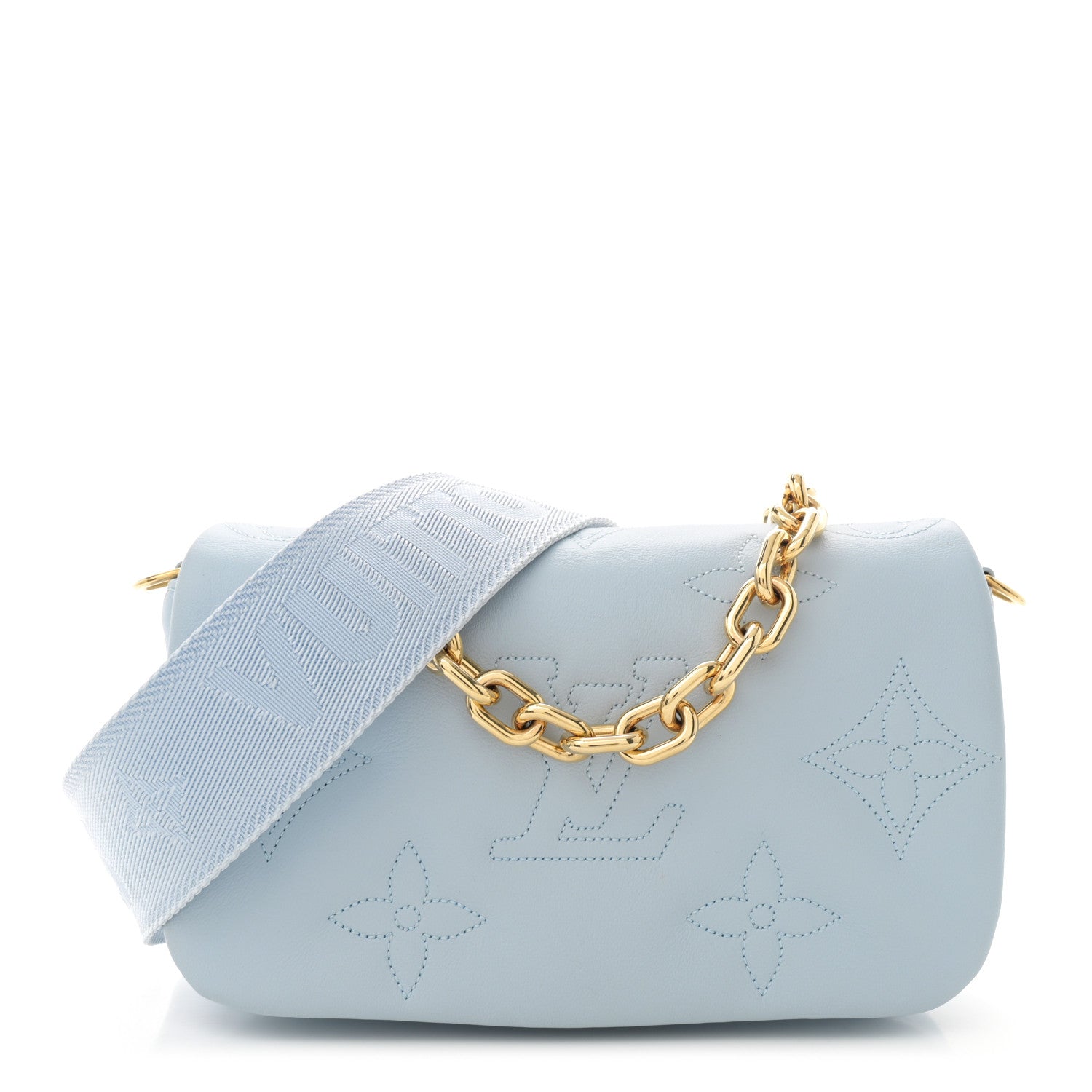 Louis Vuitton Calfskin Bubblegram Wallet On Strap Ice Blue 1 of 10