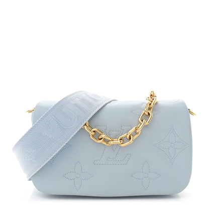 Louis Vuitton Calfskin Bubblegram Wallet On Strap Ice Blue 1 of 10