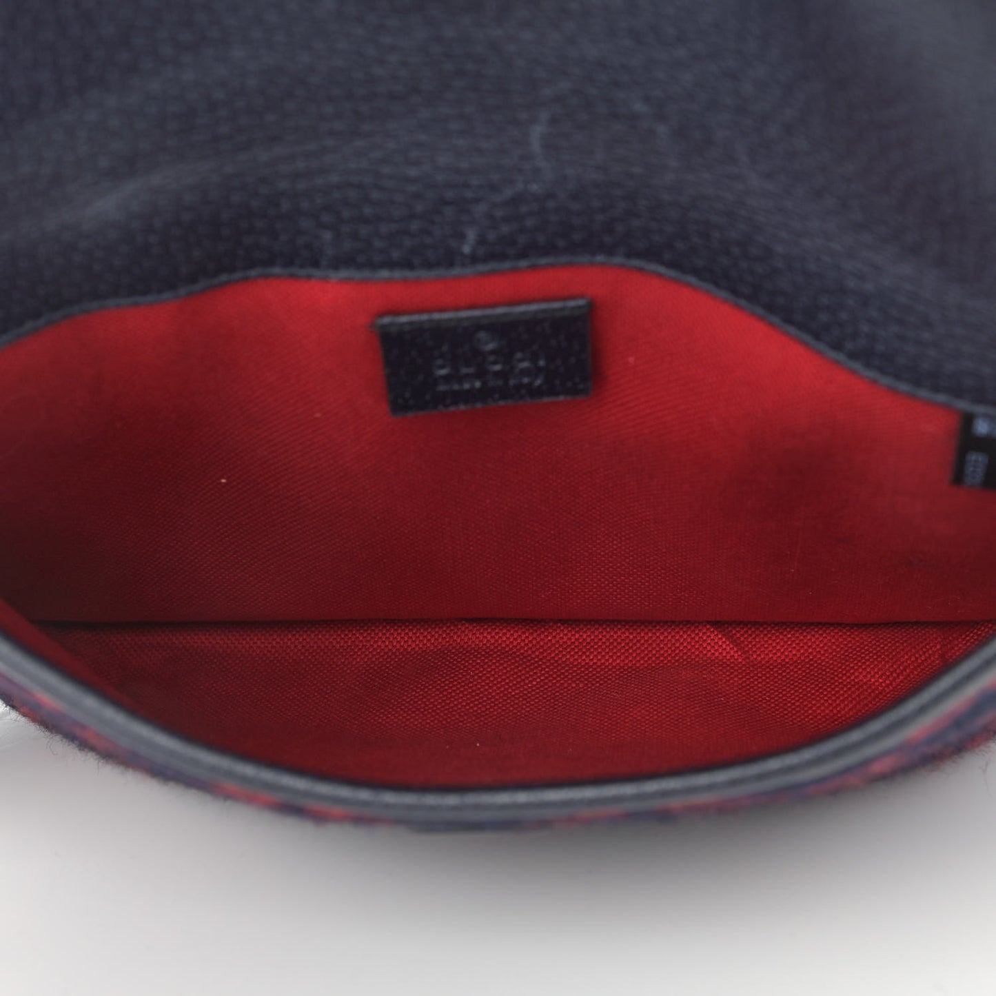 Covered Wool GG Monogram Slim Belt Bag Navy Red