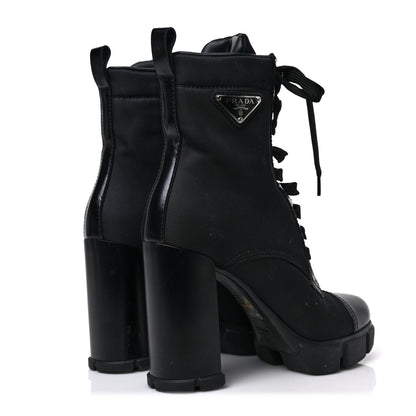 Prada Spazzolato Re-Nylon Metal Triangle Logo 110mm Ankle Boots 38 Black 4 of 6