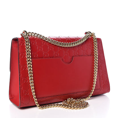 Gucci Guccissima Medium Padlock Shoulder Bag Hibiscus Red 3 of 9