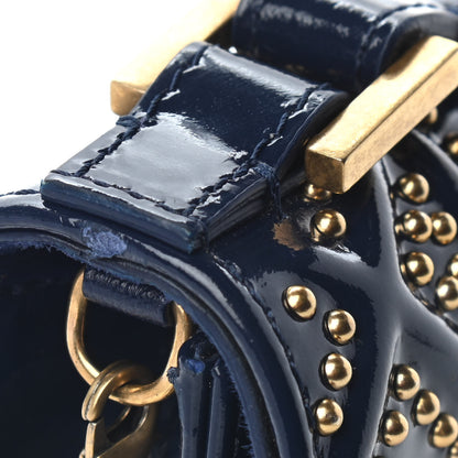 Christian Dior Patent Studded Diorama Top Handle Wallet on Chain Pouch Navy Blue 9 of 9