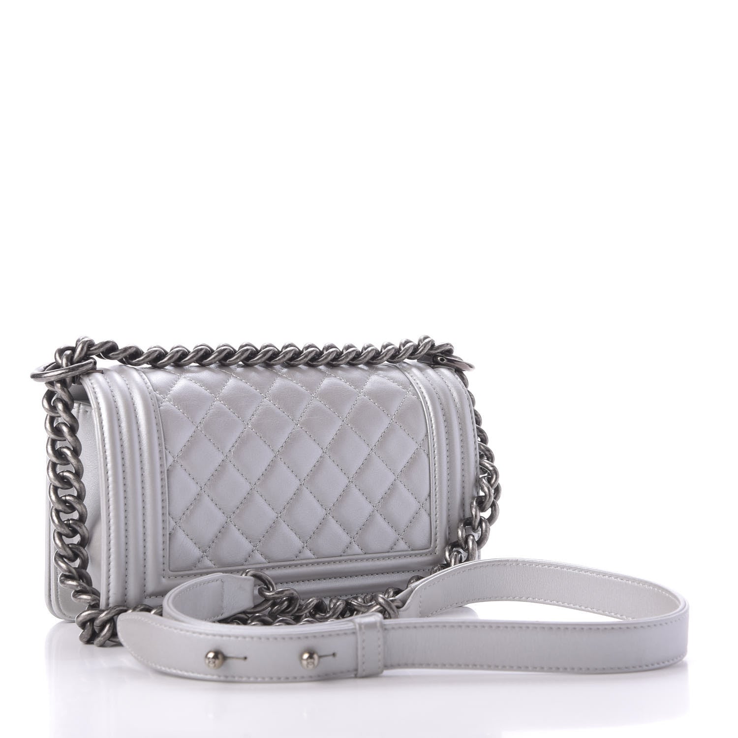 Chanel Metallic Calfskin Quilted Small Boy Flap Silver 3 of 10