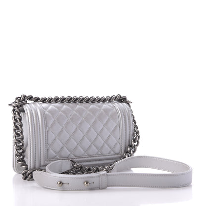 Chanel Metallic Calfskin Quilted Small Boy Flap Silver 3 of 10