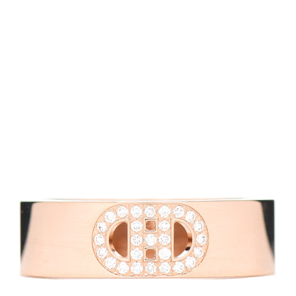 Hermes 18K Rose Gold Diamond PM H D'Ancre Ring 51 5.75 1 of 5