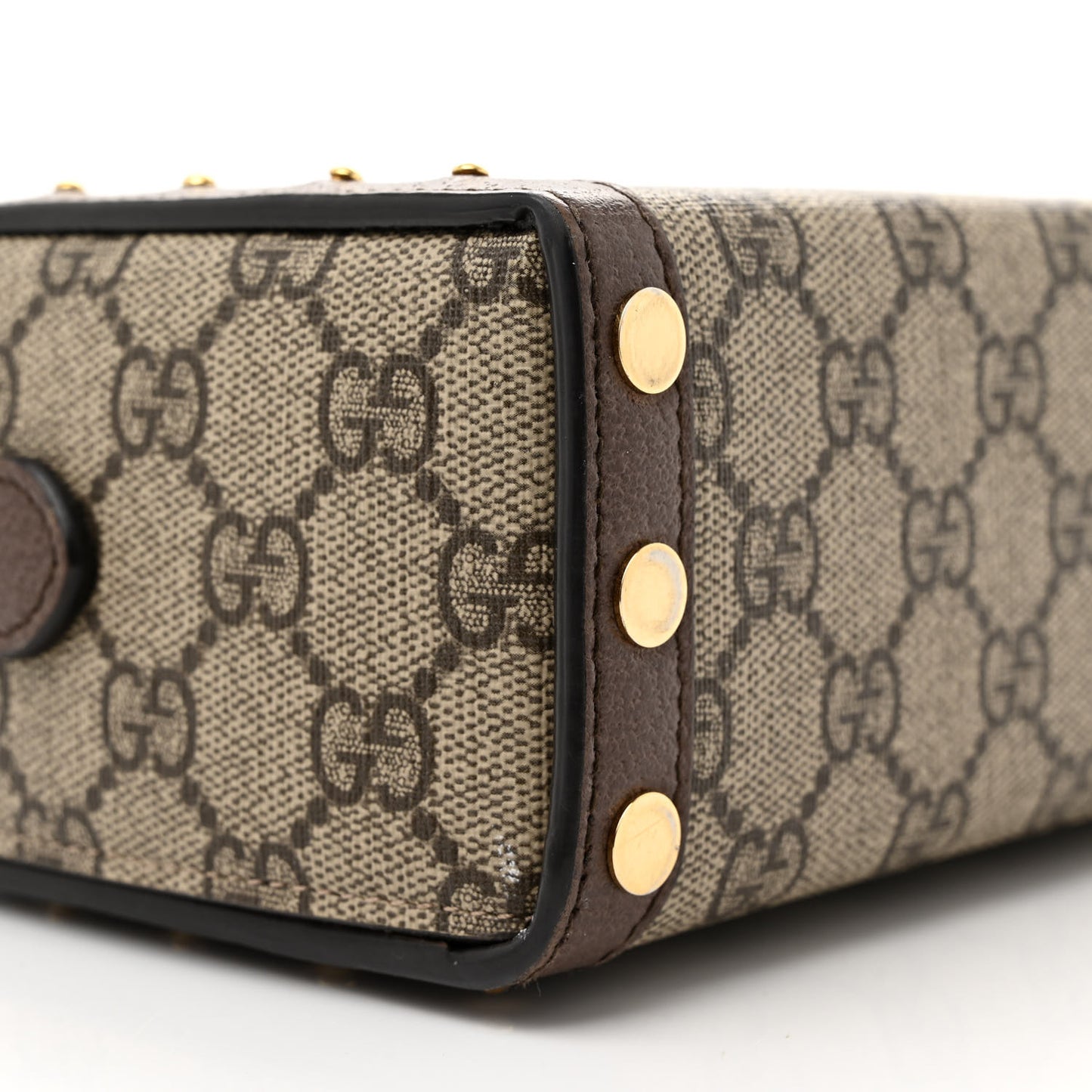 GG Supreme Monogram Textured Dollar Calfskin Mini Trunk Shoulder Bag Beige Ebony New Acero