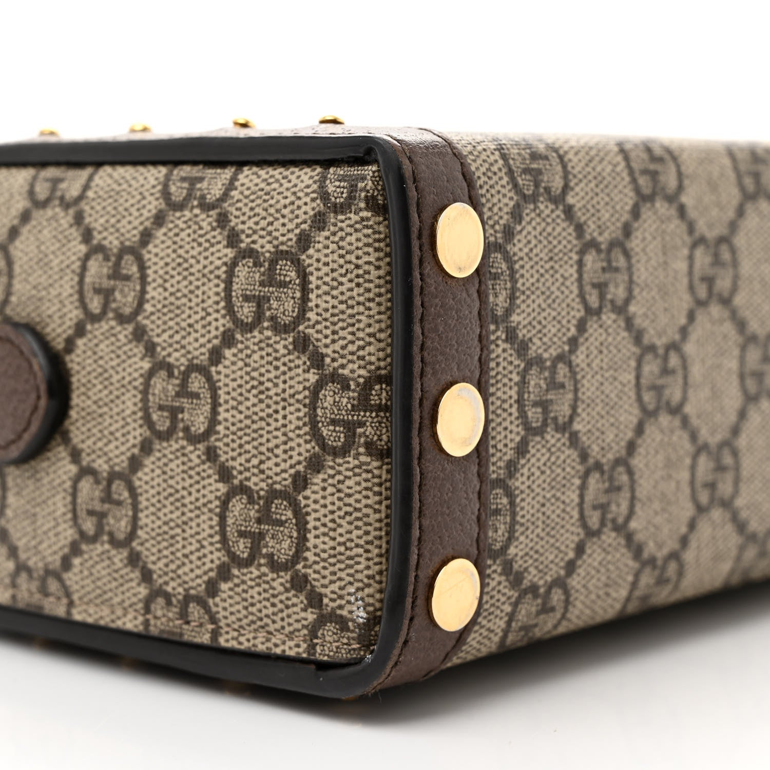 Gucci GG Supreme Monogram Textured Dollar Calfskin Mini Trunk Shoulder Bag Beige Ebony New Acero 9 of 14