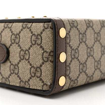 Gucci GG Supreme Monogram Textured Dollar Calfskin Mini Trunk Shoulder Bag Beige Ebony New Acero 9 of 14