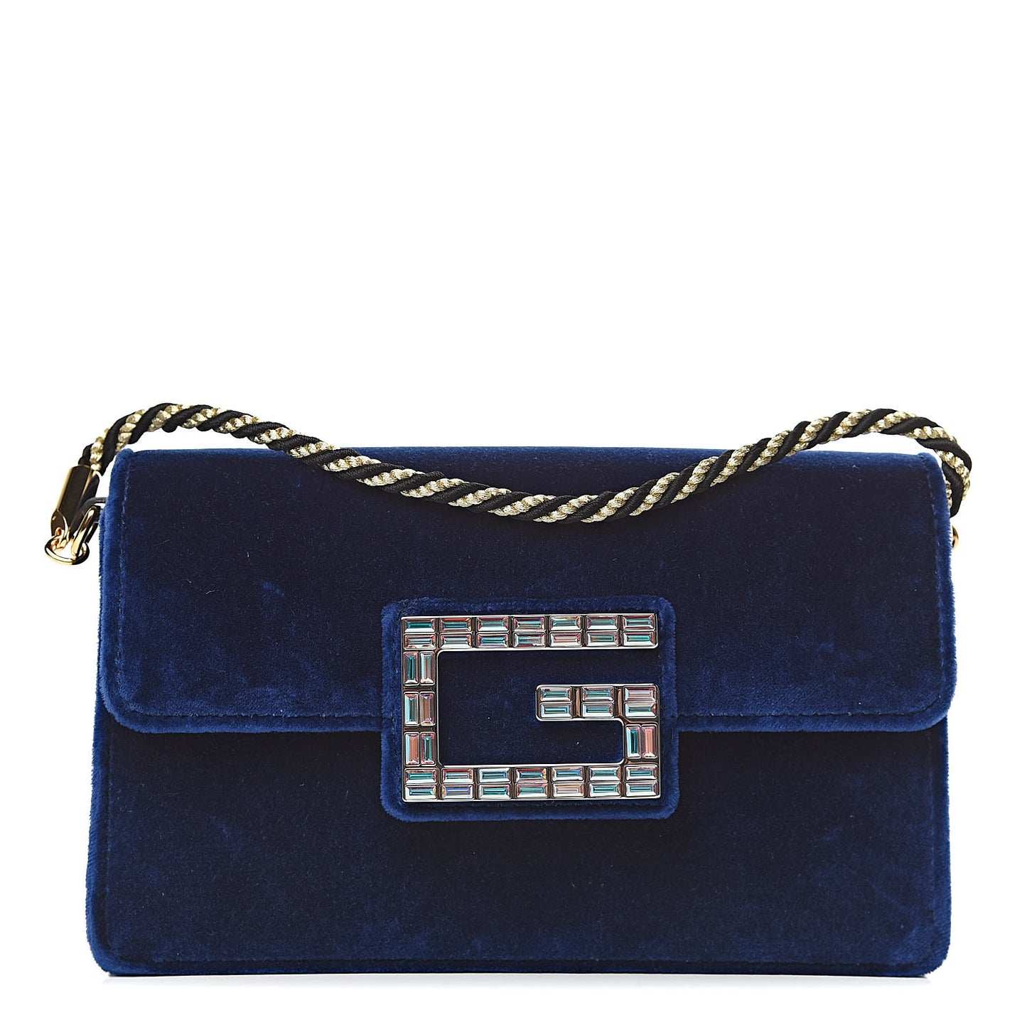 Velvet Crystal Square G Shoulder Bag Cobalt Blue