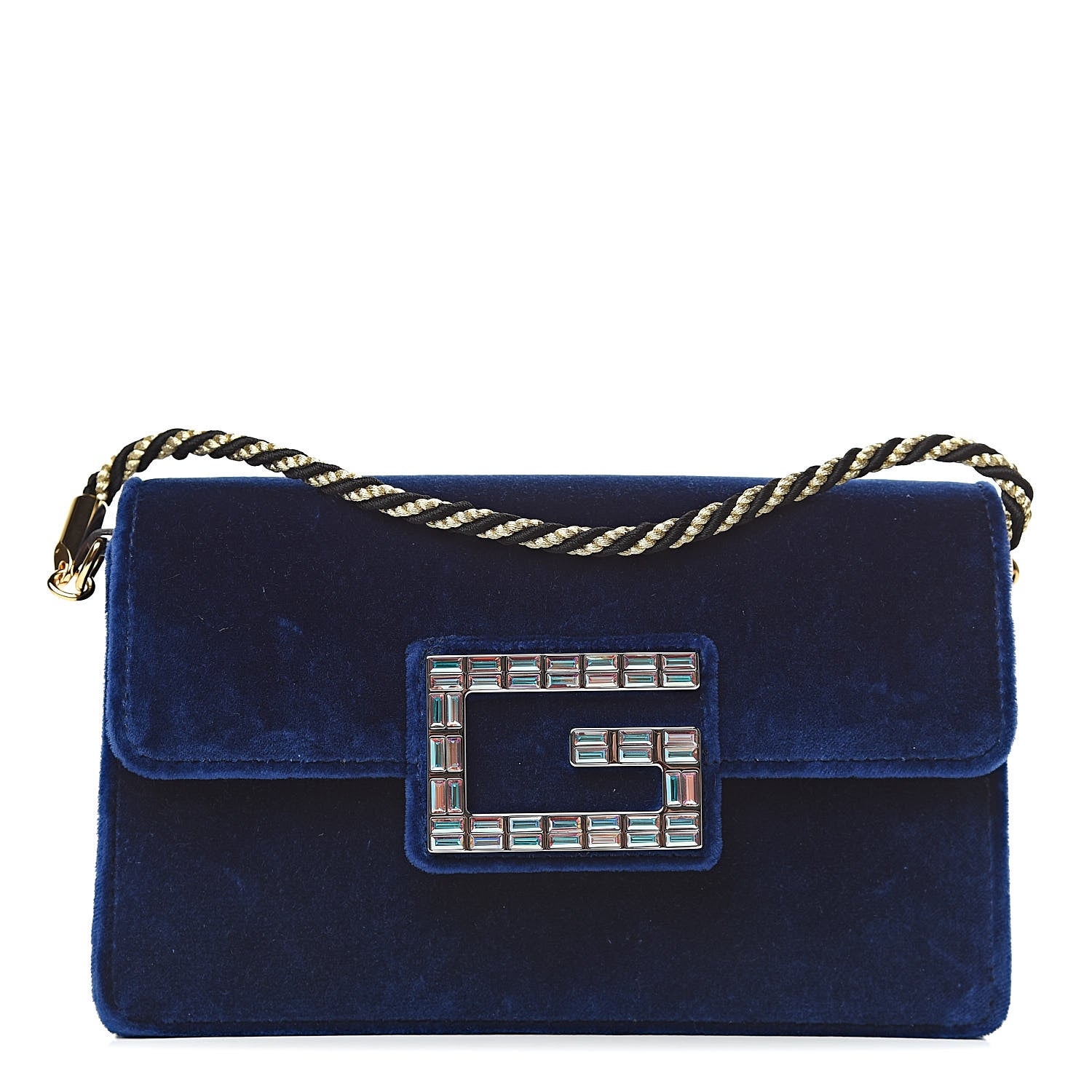 Gucci Velvet Crystal Square G Shoulder Bag Cobalt Blue 1 of 11