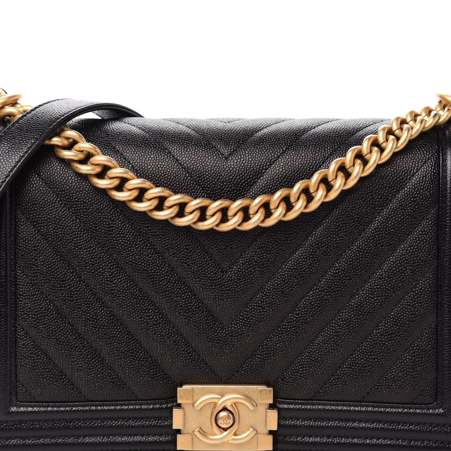 Chanel Caviar Chevron Quilted New Medium Boy Flap Black 11 of 12