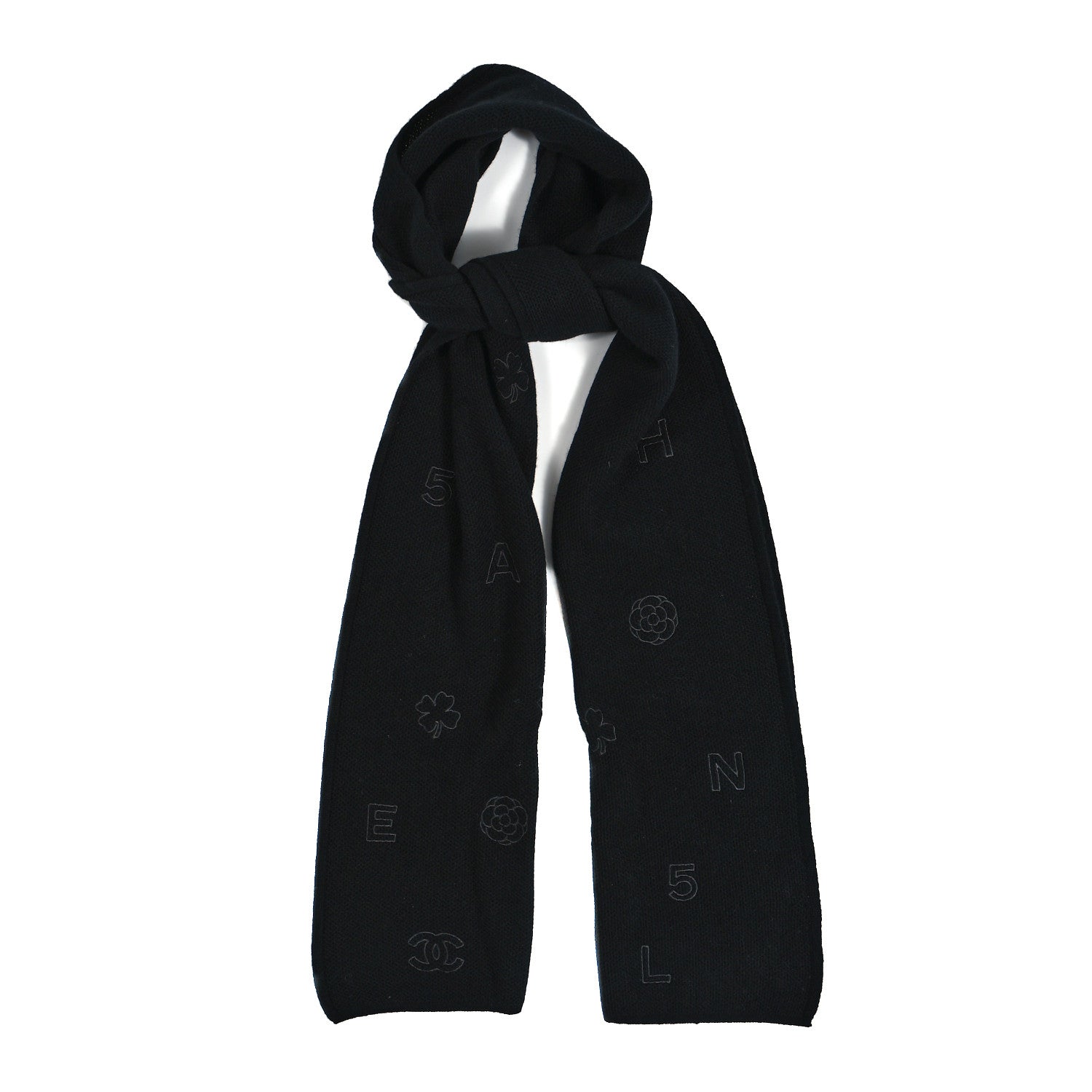 Chanel Cashmere Lucky Charms Scarf Black 1 of 3