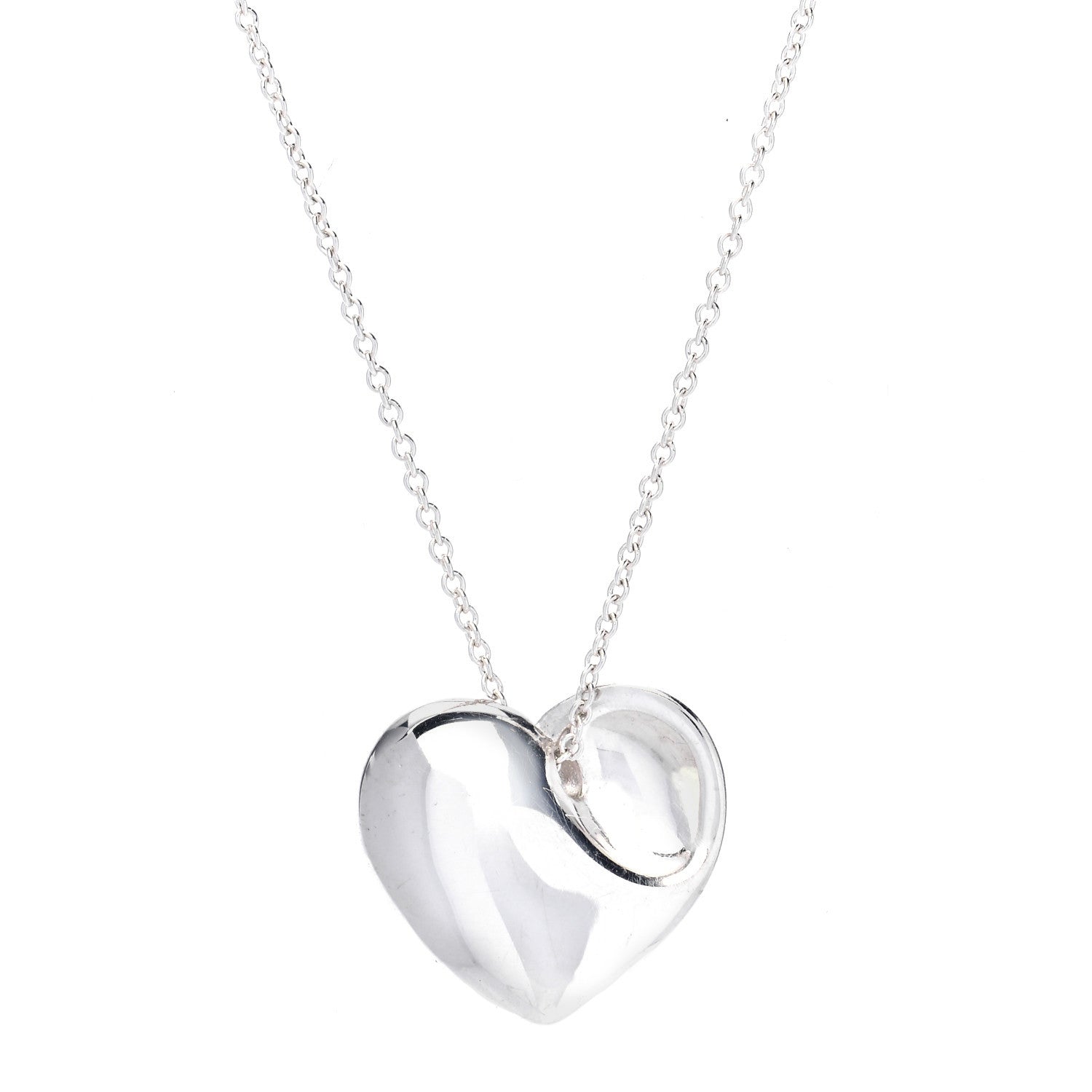 Tiffany Sterling Silver 14mm Elsa Perretti Full Heart Pendant Necklace 1 of 6