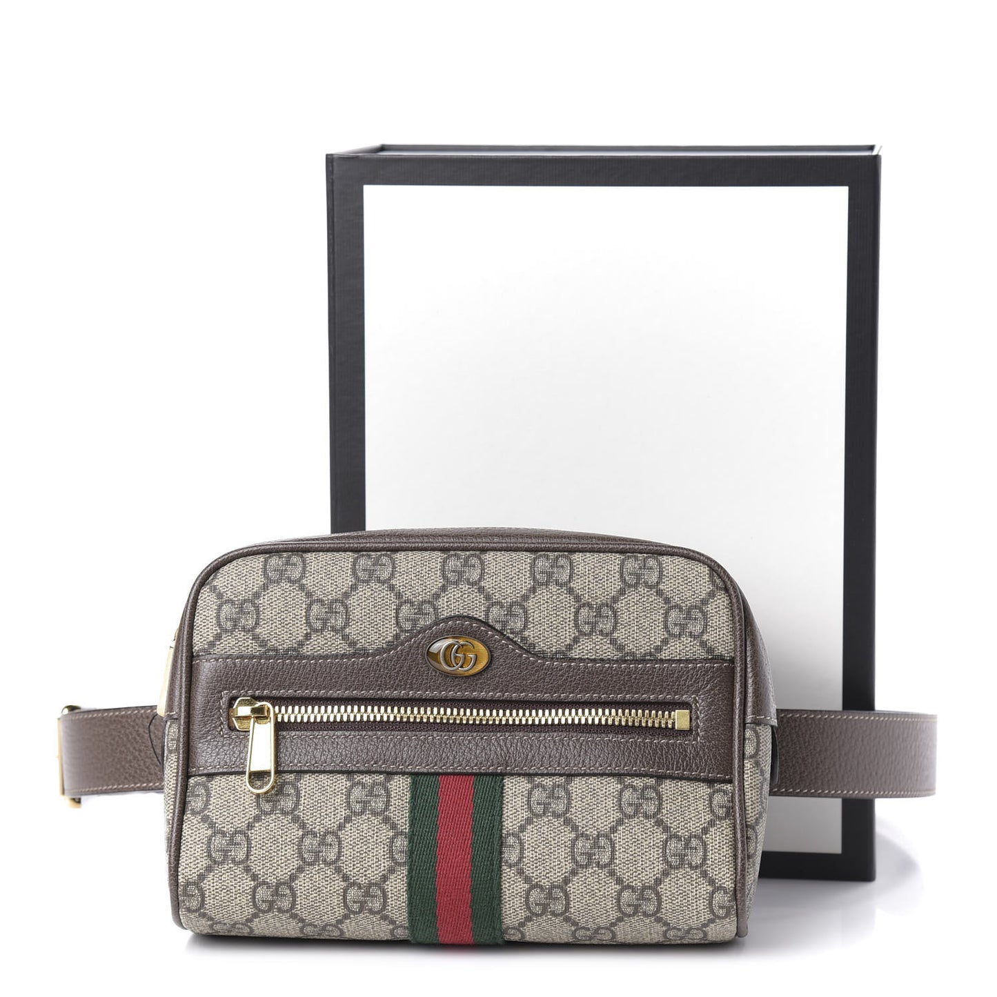 GG Supreme Monogram Web Small Ophidia Belt Bag 95 38 Dark Brown