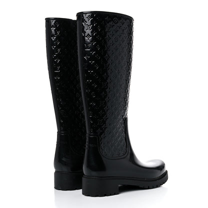 Louis Vuitton Rubber Embossed Monogram Splash Rain Boots 38 Black 4 of 15