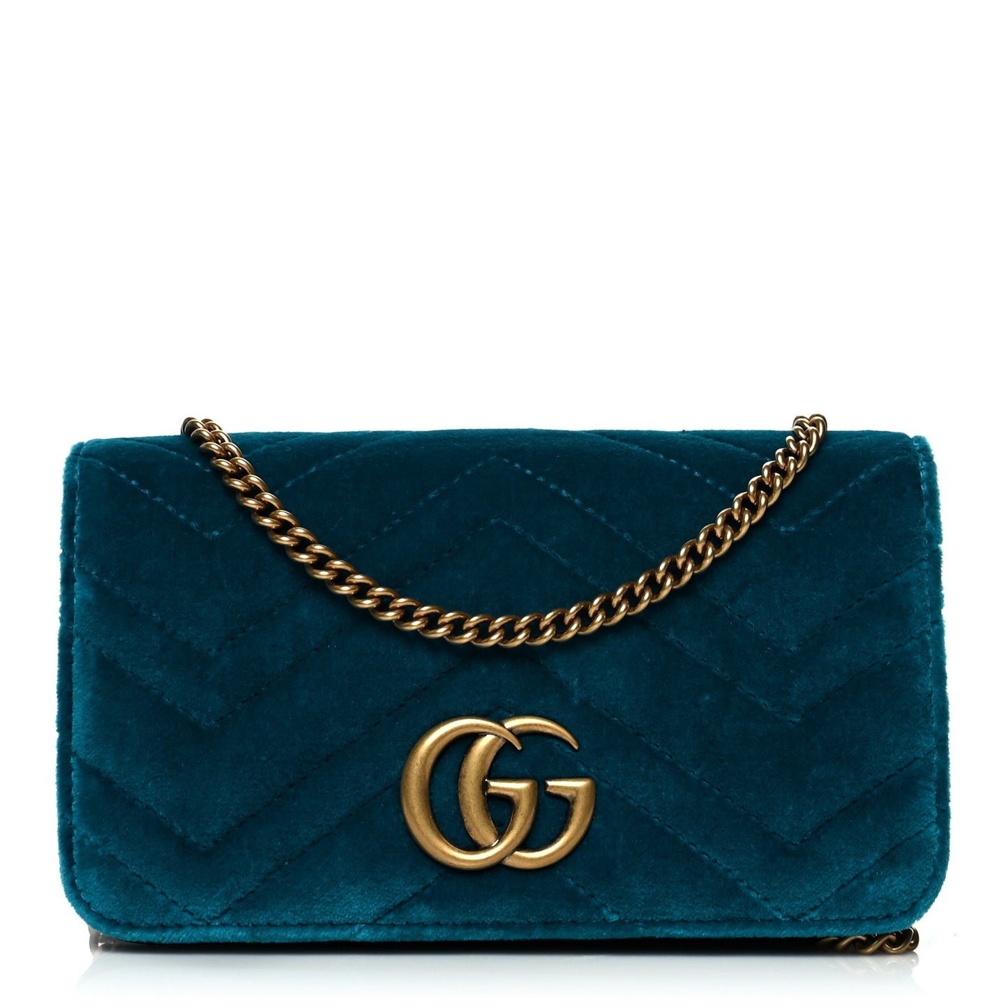 Velvet Matelasse GG Marmont Mini Bag Pavone Cyan