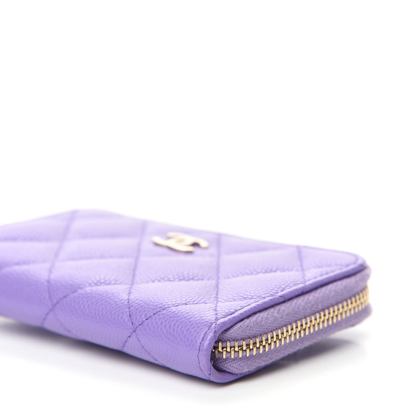 Caviar Quilted Zipped Key Holder Case Purple