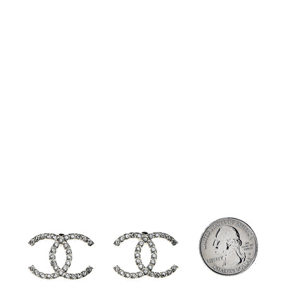Chanel Crystal CC Large Stud Earrings Gold 2 of 5