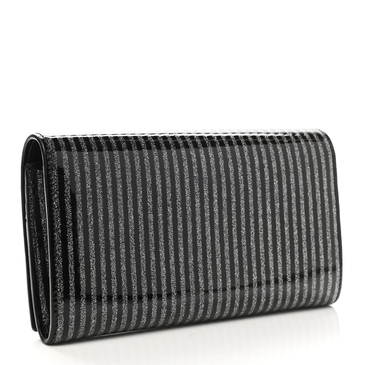 Patent Glitter Striped Classic Monogram Cassandre Wallet Black Silver