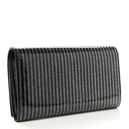 Saint Laurent Patent Glitter Striped Classic Monogram Cassandre Wallet Black Silver 3 of 8