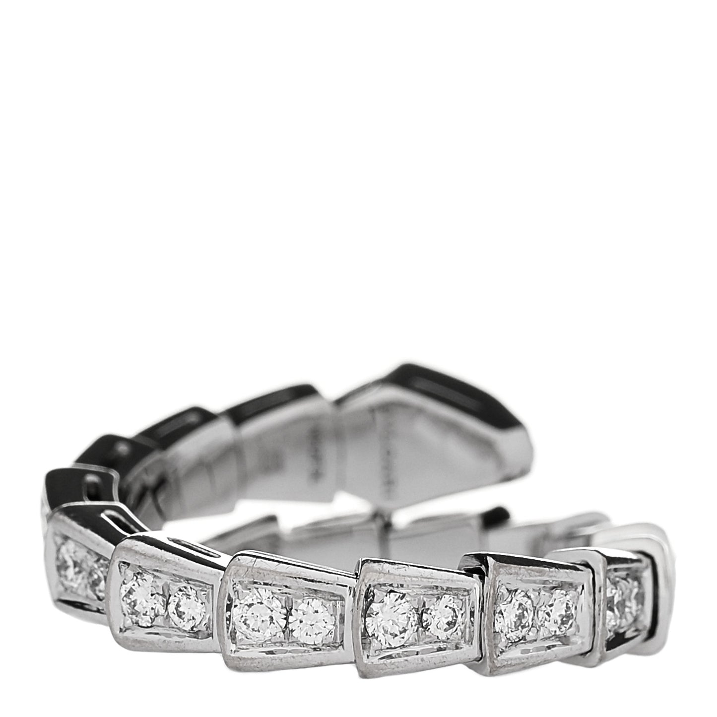18K White Gold Diamond Serpenti Viper Pave Ring S