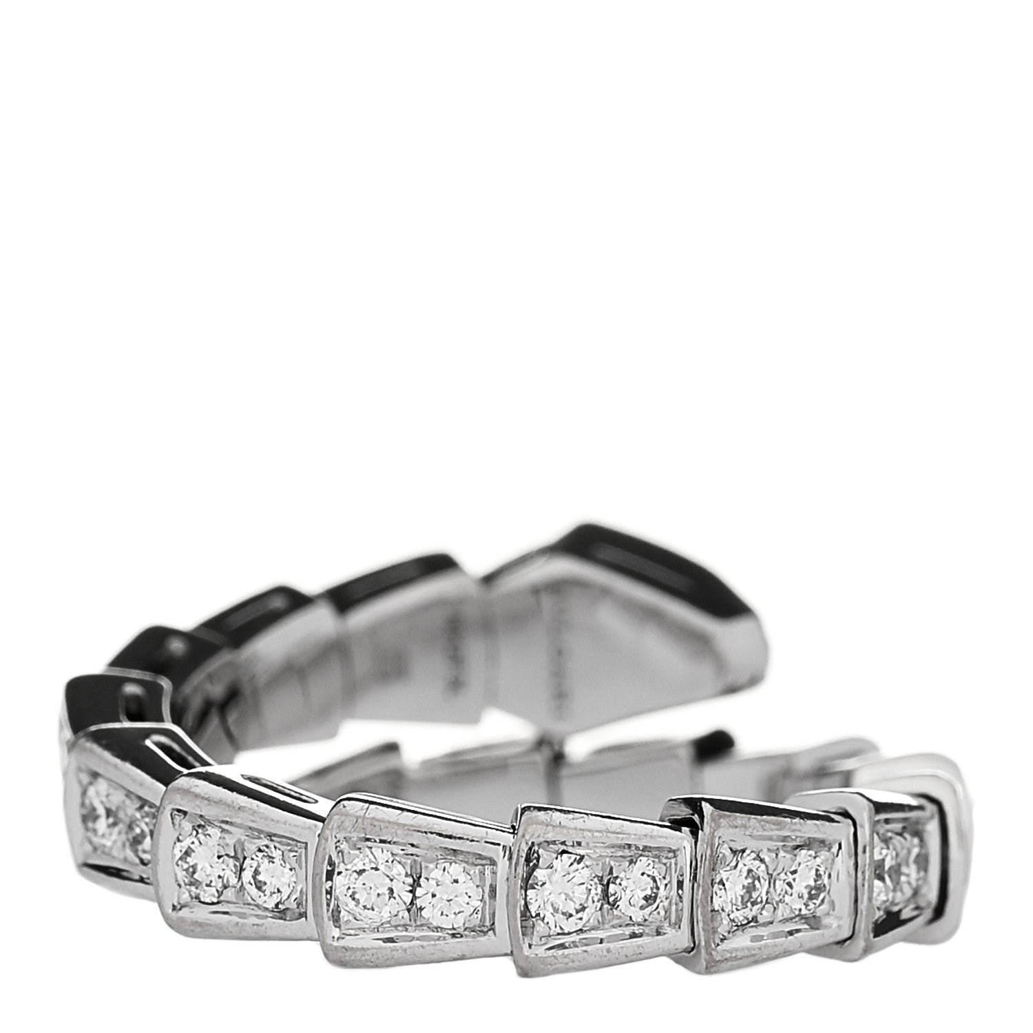 Bulgari 18K White Gold Diamond Serpenti Viper Pave Ring S 3 of 4