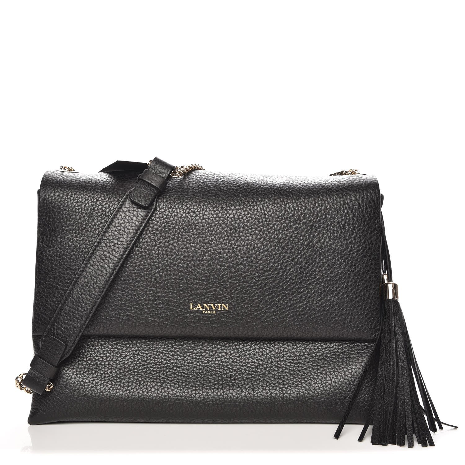 Lanvin Grained Calfskin Medium Sugar Flap Shoulder Bag Black 1 of 9