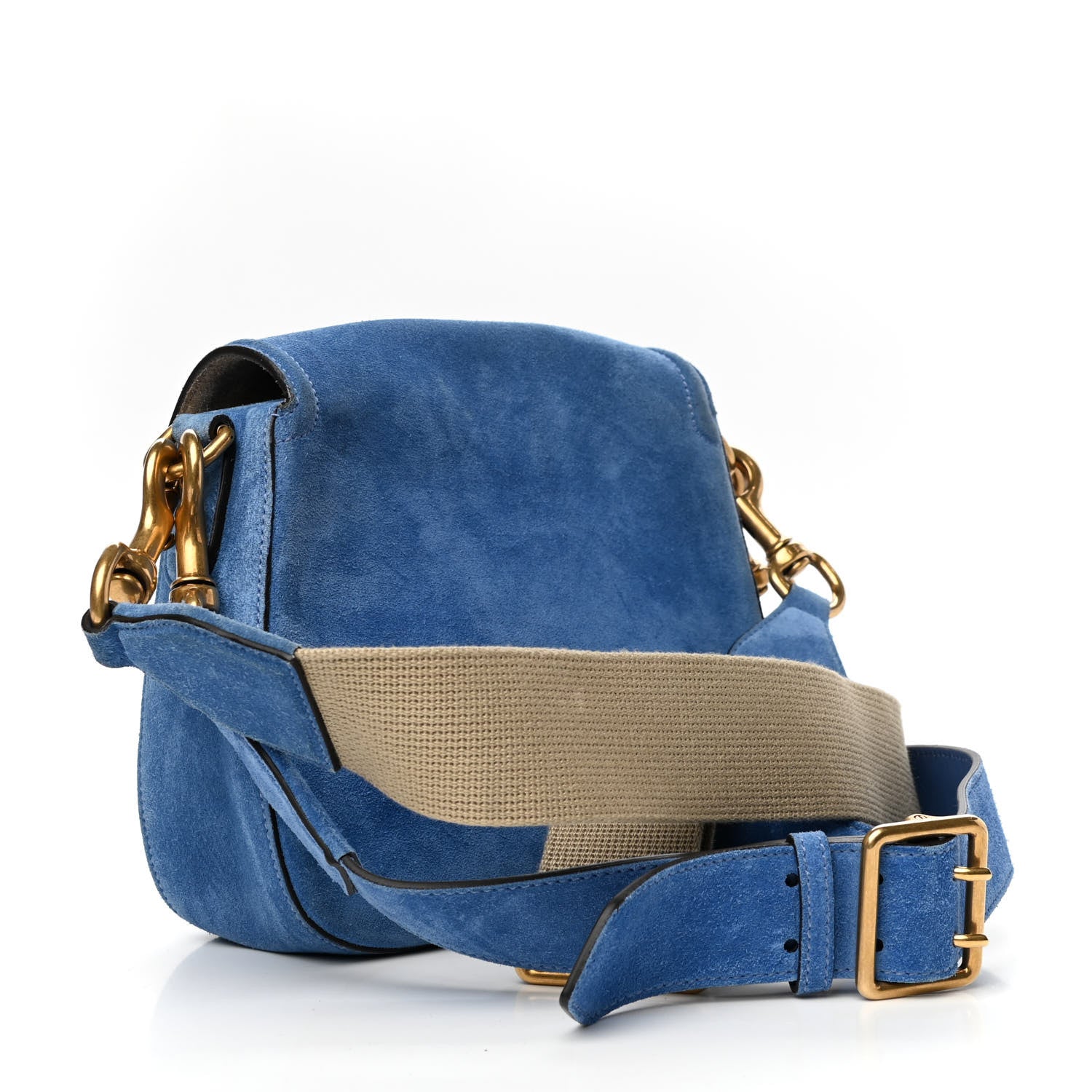 Gucci Suede Medium Lady Web Shoulder Bag Blue 3 of 9