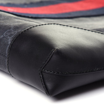 Gucci Soft GG Supreme Monogram Appia Calfskin Web East West Messenger Bag Black Grey 9 of 10
