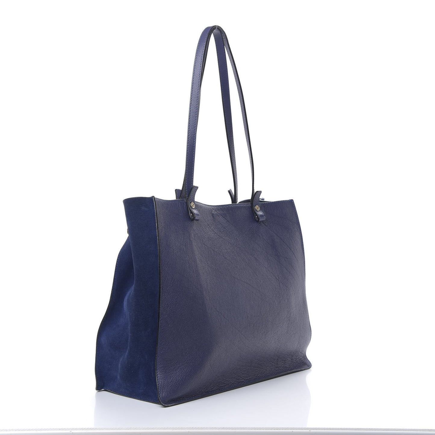 Grained Calfskin Suede Medium Faye Tote Royal Navy