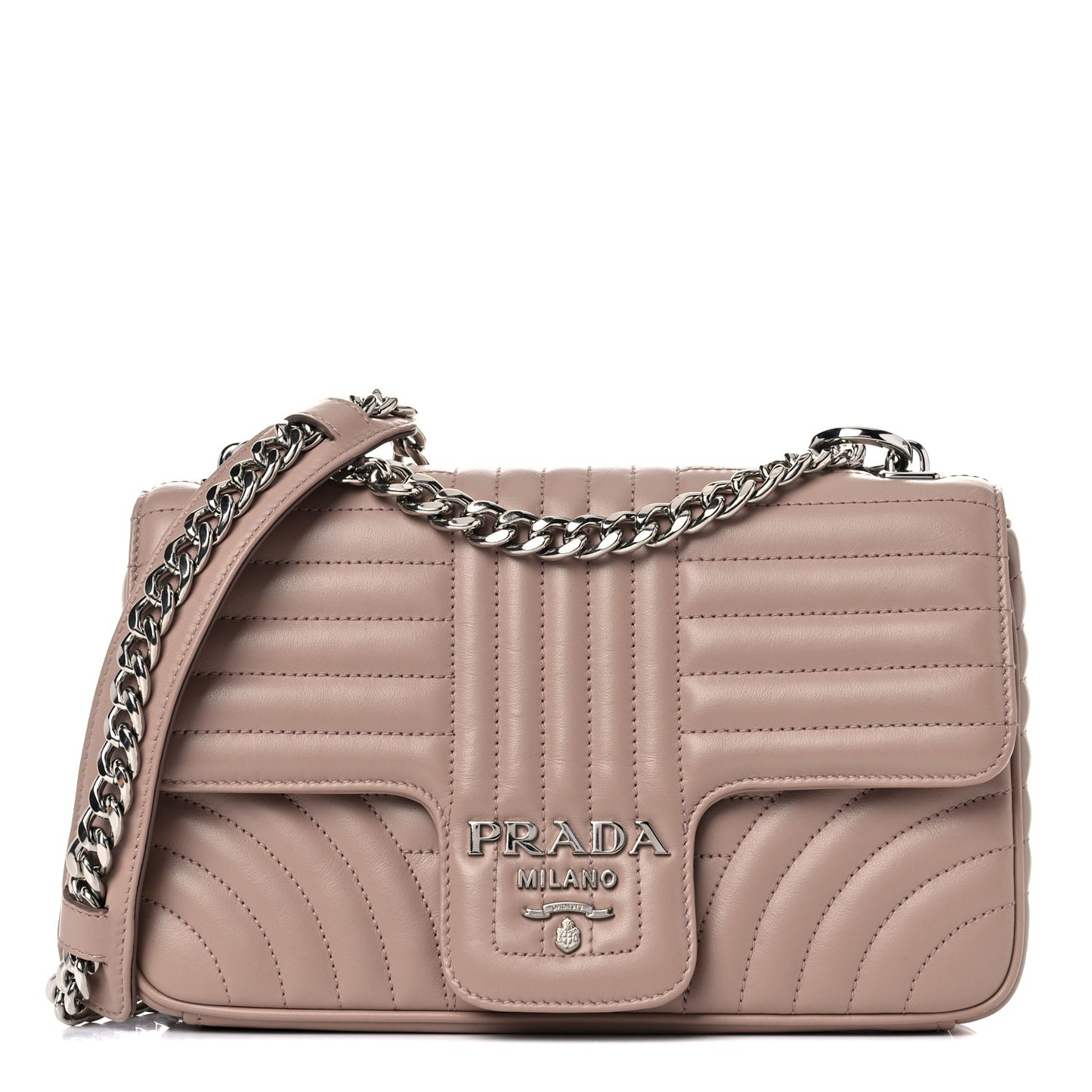 Soft Calfskin Impunture Diagramme Medium Chain Flap Shoulder Bag Cipria