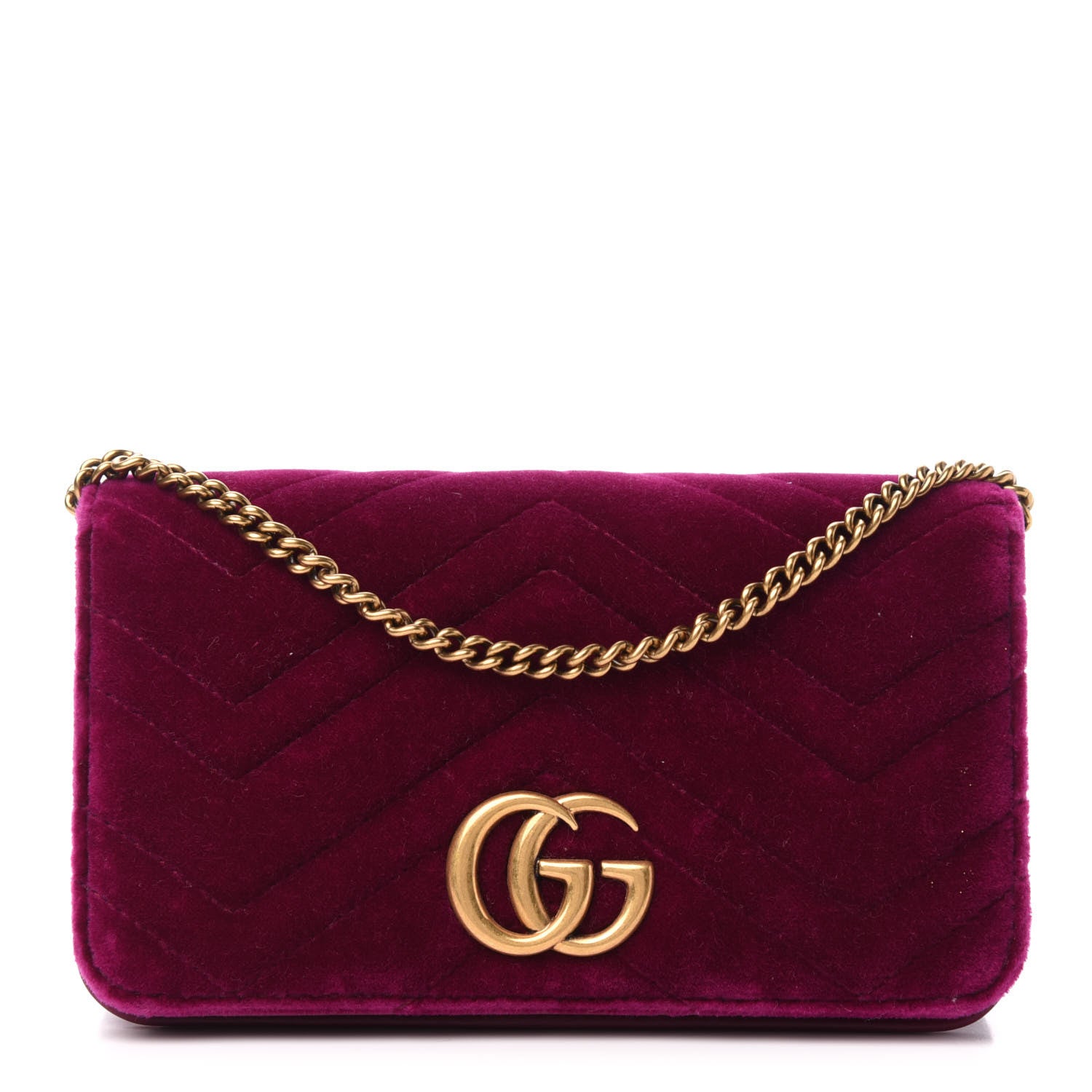 Gucci Velvet Matelasse GG Marmont Mini Bag Fuchsia Violet Cyclamen 1 of 11