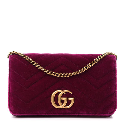 Gucci Velvet Matelasse GG Marmont Mini Bag Fuchsia Violet Cyclamen 1 of 11