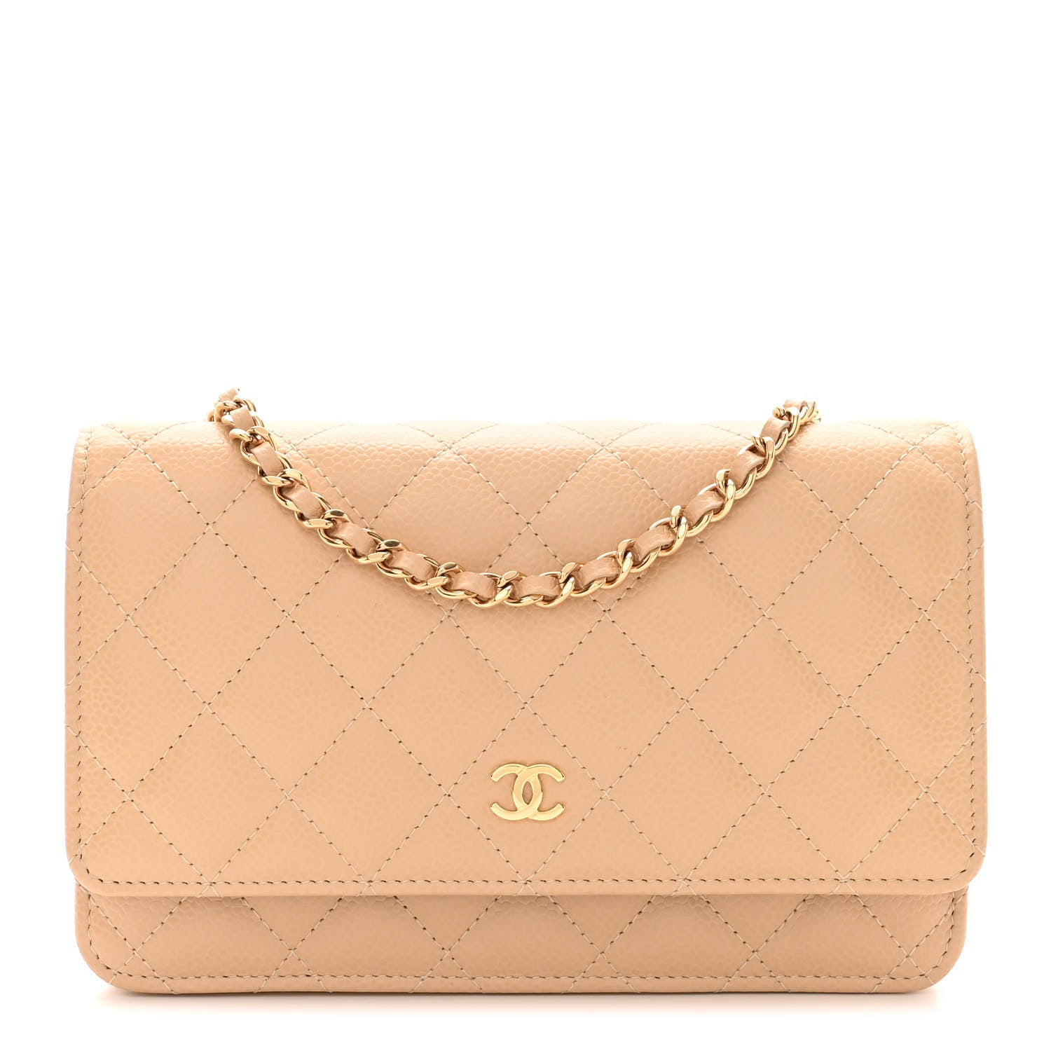 Chanel Caviar Quilted Wallet On Chain WOC Beige 1 of 12