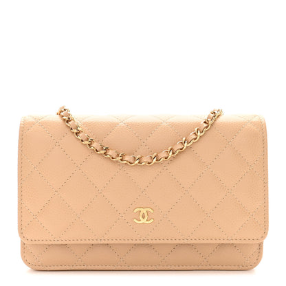 Chanel Caviar Quilted Wallet On Chain WOC Beige 1 of 12