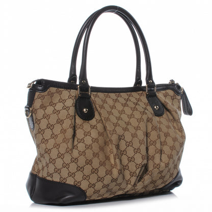 Gucci Monogram Large Sukey Top Handle Bag Beige Dark Brown 3 of 7