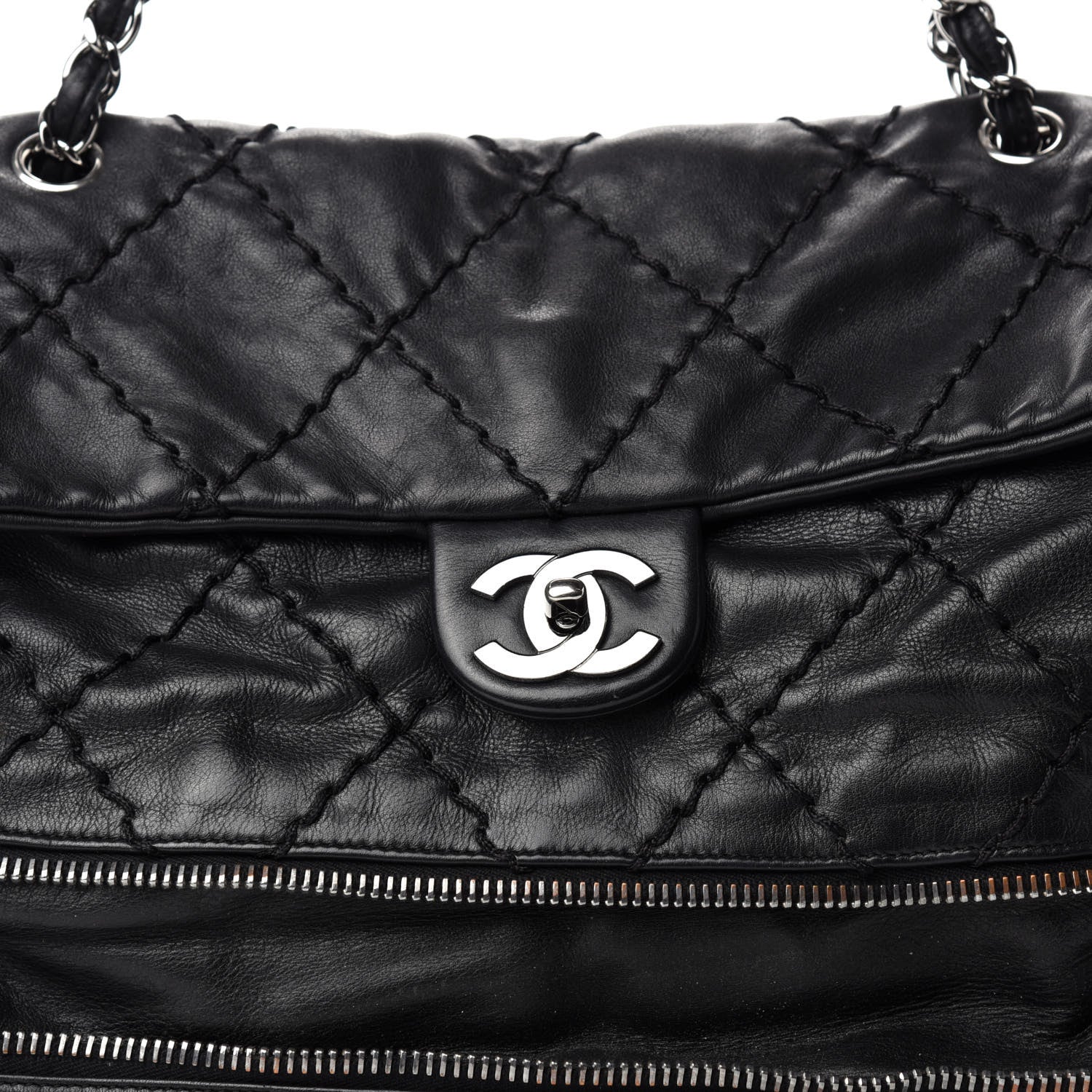 Chanel Calfskin Stitched Large Expandable Flap Bag Black 16 of 16