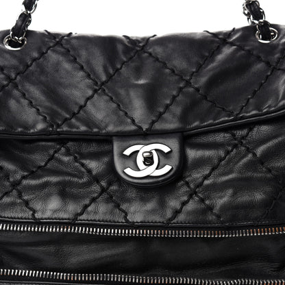 Chanel Calfskin Stitched Large Expandable Flap Bag Black 16 of 16