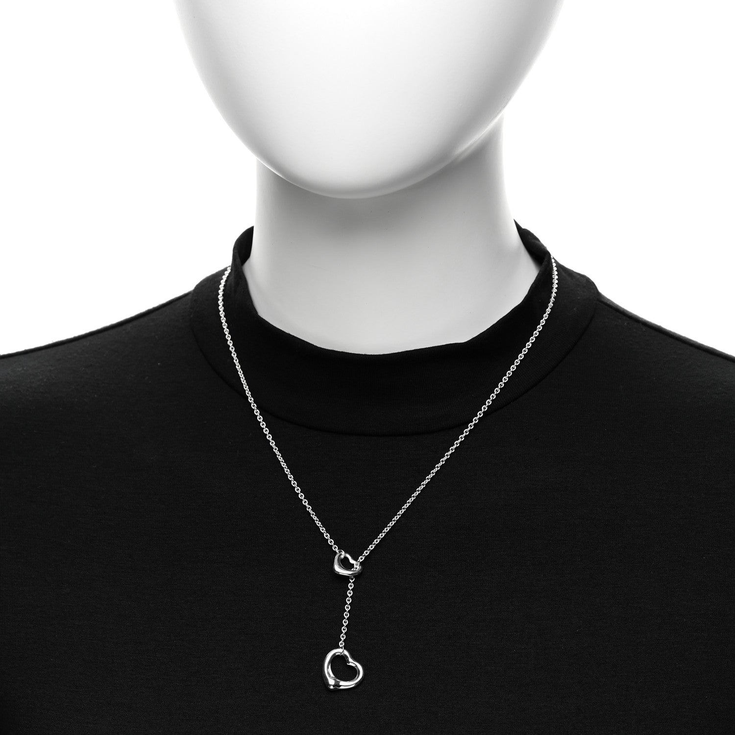 Tiffany Sterling Silver Elsa Peretti Open Heart Lariat Necklace 2 of 6