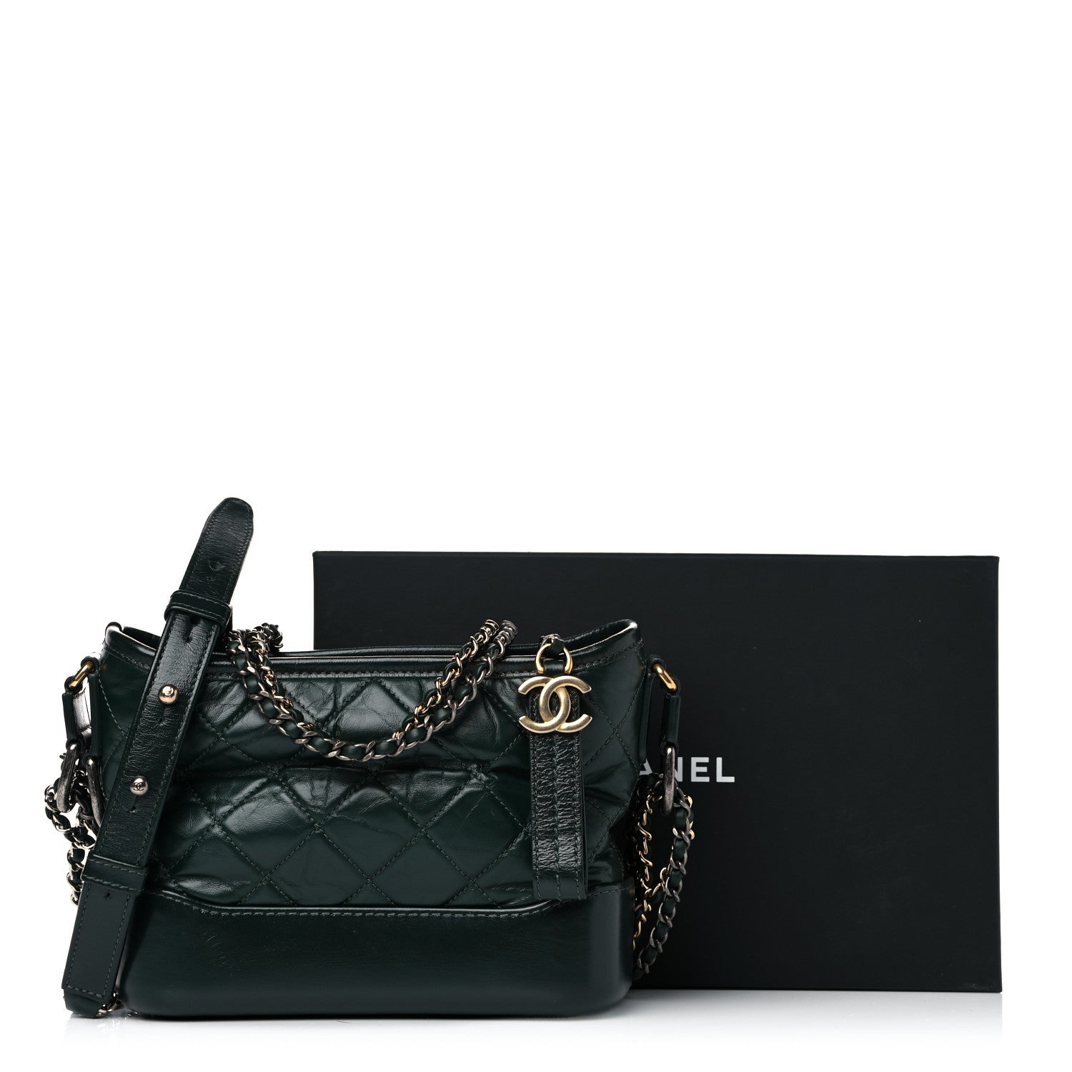 Chanel Aged Calfskin Quilted Small Gabrielle Hobo Dark Green 22 of 22