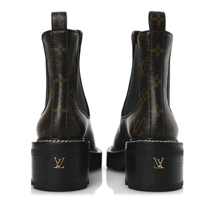 Louis Vuitton Patent Monogram LV Beaubourg Ankle Boots 37.5 Black 6 of 10